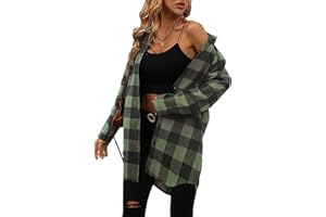 Jhsnjnr Women's Flannel Long Sleeve Shirt Fashion Dressy Blouses Oversized Button Down Plaid Shirt
