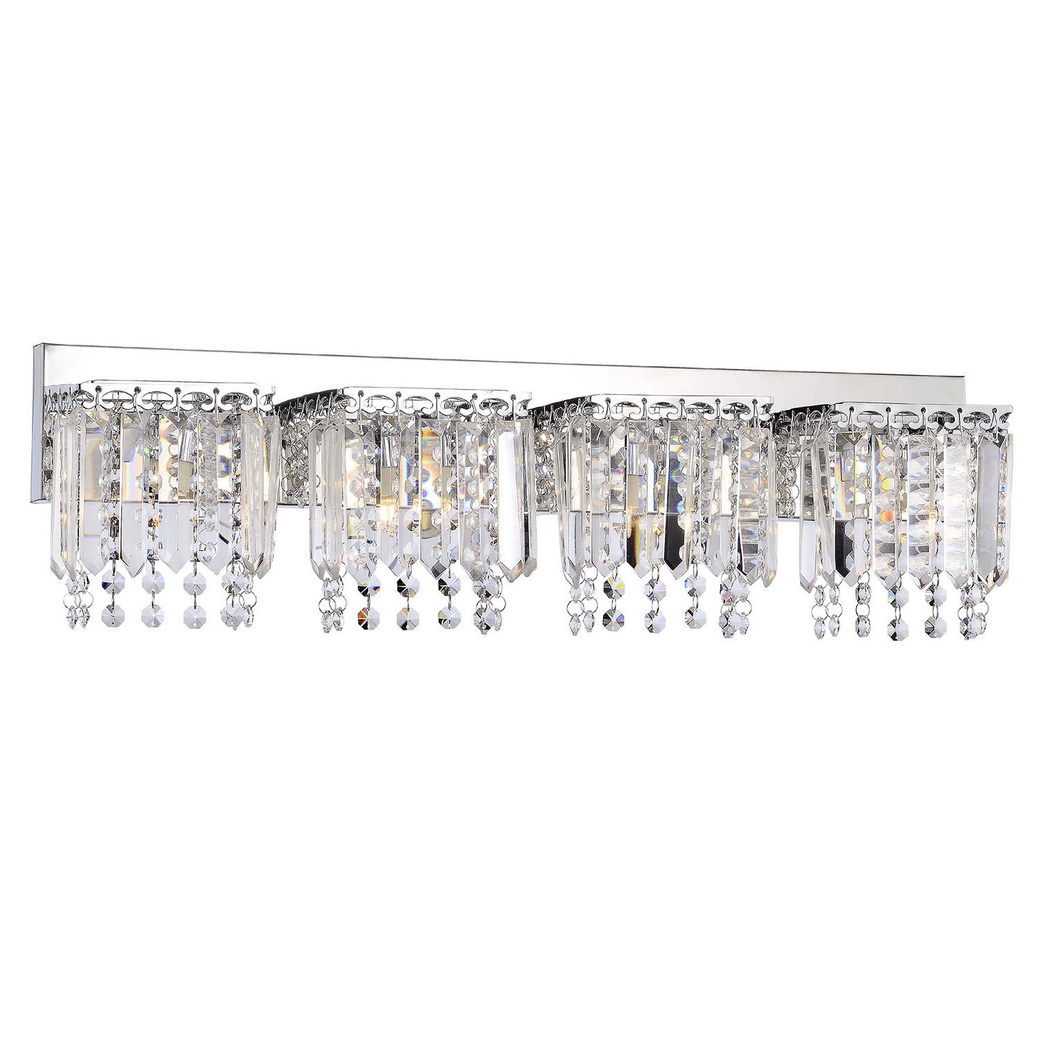 Evelyn 4-Light Chrome Finish Crystal Strand Wall Sconce