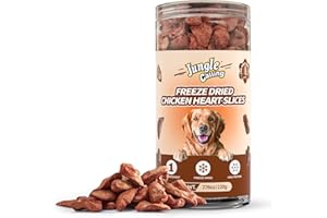 Jungle Calling Cat Treats & Dog Snacks, Freeze Dried Chicken Hearts Halves for Cats & Dogs, Single Ingredient Organ Meat, High Protein Pet Training Treats & Food Topper, 7.76 oz