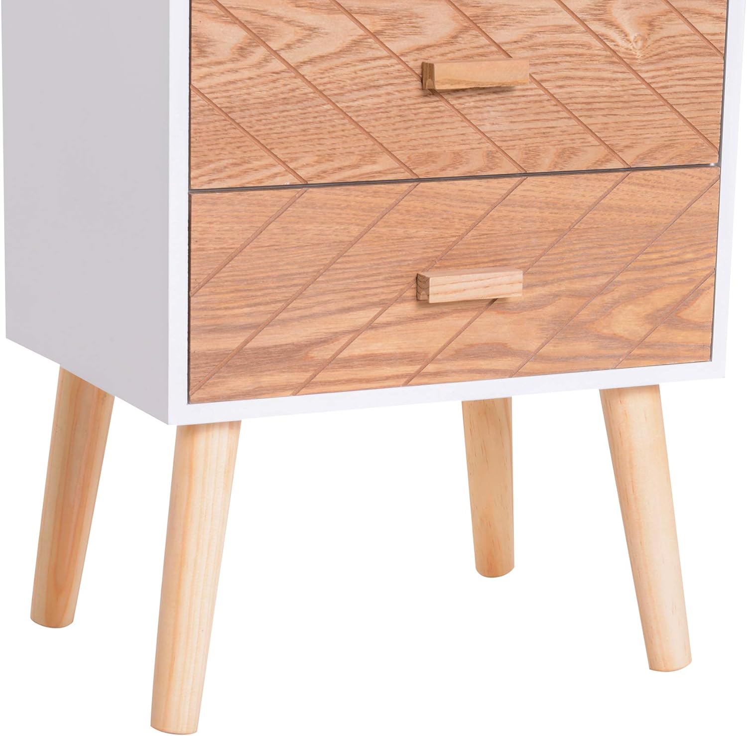 Homcom 4 Drawers Bedside Cabinet Wooden Table Storage Chest