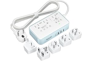 VASAIKO 220V to 110V Voltage Converter US to Europe, 2000W Max International Power Converter with 4 USB Charging, Power Converter for European with Travel Plug Adapter