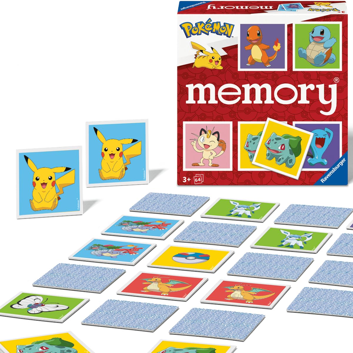 Ravensburger 24853 Memory® Pokémon - Das weltbekannte Gedächtnisspiel mit 32 Kartenpaaren, für 2-8 Pokémon-Fans ab 3 Jahren 3