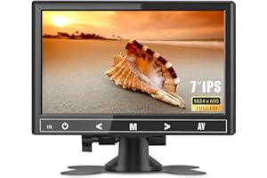 Haiway 7 inch Mini Monitor, 1024X600 IPS Small HDMI Monitor VGA AV for PC/CCTV/Raspberry PI/Security Camera/Gaming, Build in Speakers & Earphone Jack, with Remote Control