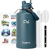 Swigina [2-IN-1 LID] Gallon Insulated Water Bottle with Silicone Boot (48hrs Cold/24hrs Hot) - DIY Stickers, Leakproof, BPA Free, 128 oz