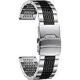 BINLUN Stainless Steel Watch Band, Metal Watch Strap for Men Women Replacement with Double-Lock Deployment Clasp Polished Watch Bracelet Silver Black Gold Rose-gold 18/19/20/21/22/24mm