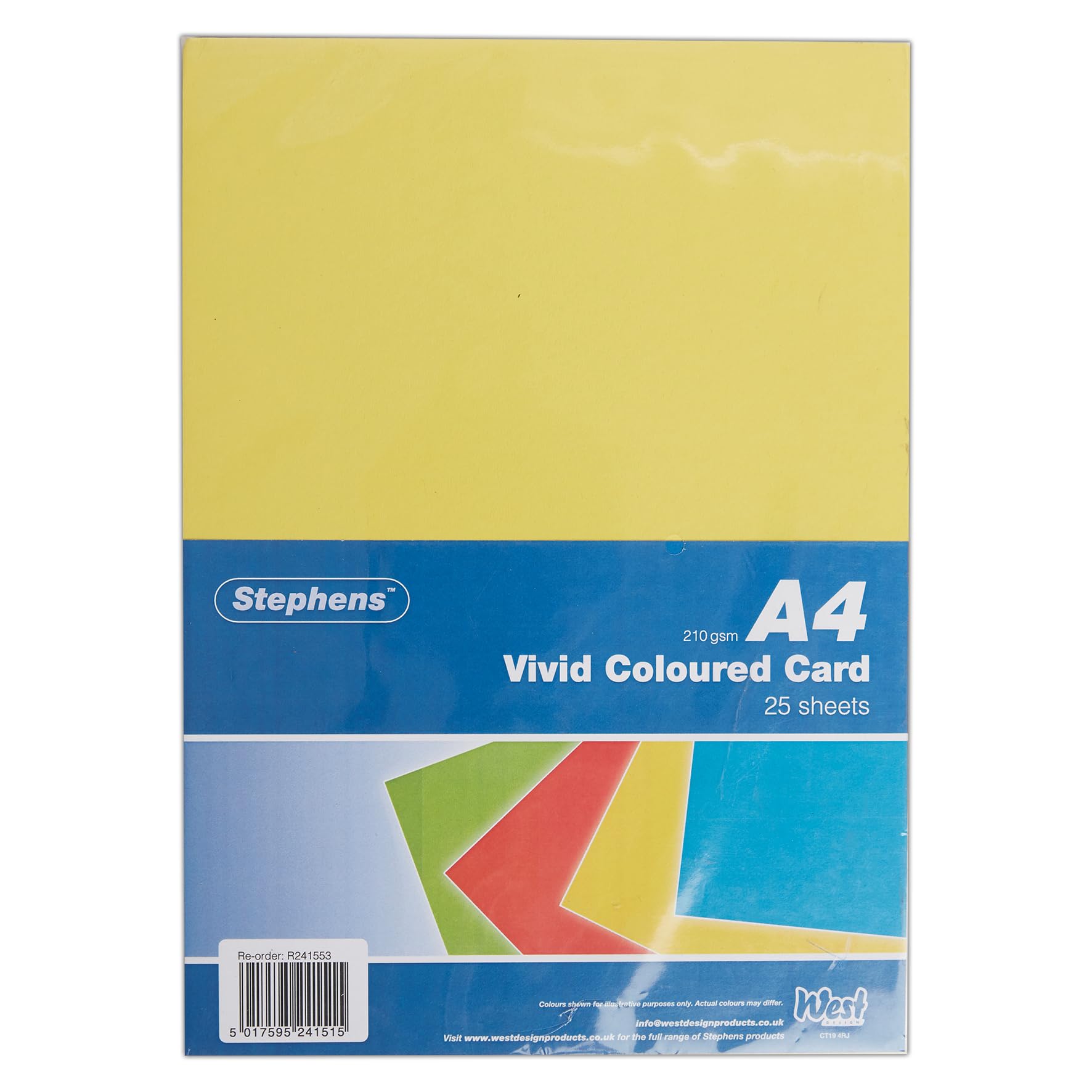 Stephens Vivid Coloured Card A4 210gsm 25 Sheets, Great For Printing, Photocopying, Card Making, Decoupage, And Scrapbook Designs, Perfect Cardboard Base For Craft Projects, Essential Stationery Item