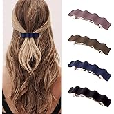 Hair Barrettes for Women Girls, 4Pcs Non-Slip Matte Barrette with Wavy Design Barrettes for Fine Thin Thick Hair