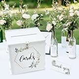 GUDELAK White Wedding Card Box with Lock PVC Gift Box 10.2 x 10.2 x 8.3 in view 6