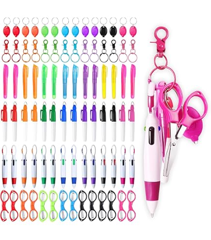Dispowreath 12-Piece Nurse Badge Accessories Kit - Pens, Scissors, Flashlight, Badge Clips (Purple & Pink)