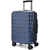BAGSMART Carry On Luggage 22x14x9 Airline Approved with Spinner Wheels,Lightweight 20 Inch Luggage with TSA Lock,Expandable Hard Shell Carry On Suitcases for Men Women,Dark Blue