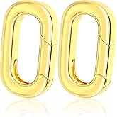 Winsyison 2pcs 18K Gold Plated Oval Necklace Connector, Wedding Necklace Pendant Clasp for Jewelry Making, Spring Clasp Carabiner for Bracelet Keychains Purse Handbag Strap Making