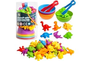 Toys for 3 Year Old, Counting Dinosaurs Set, Color Sorting Dinosaurs for Toddlers, Dinosaurs Toys for Kids 3-5, Montessori Pr