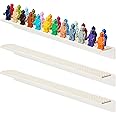 Tapeera 3-Pack Minifigure Display Case Holds Up To 72 Figures - Acrylic Floating Shelf Display With Brick Building Baseplates - Wall Mount Minifig Organizer (White Baseplates)