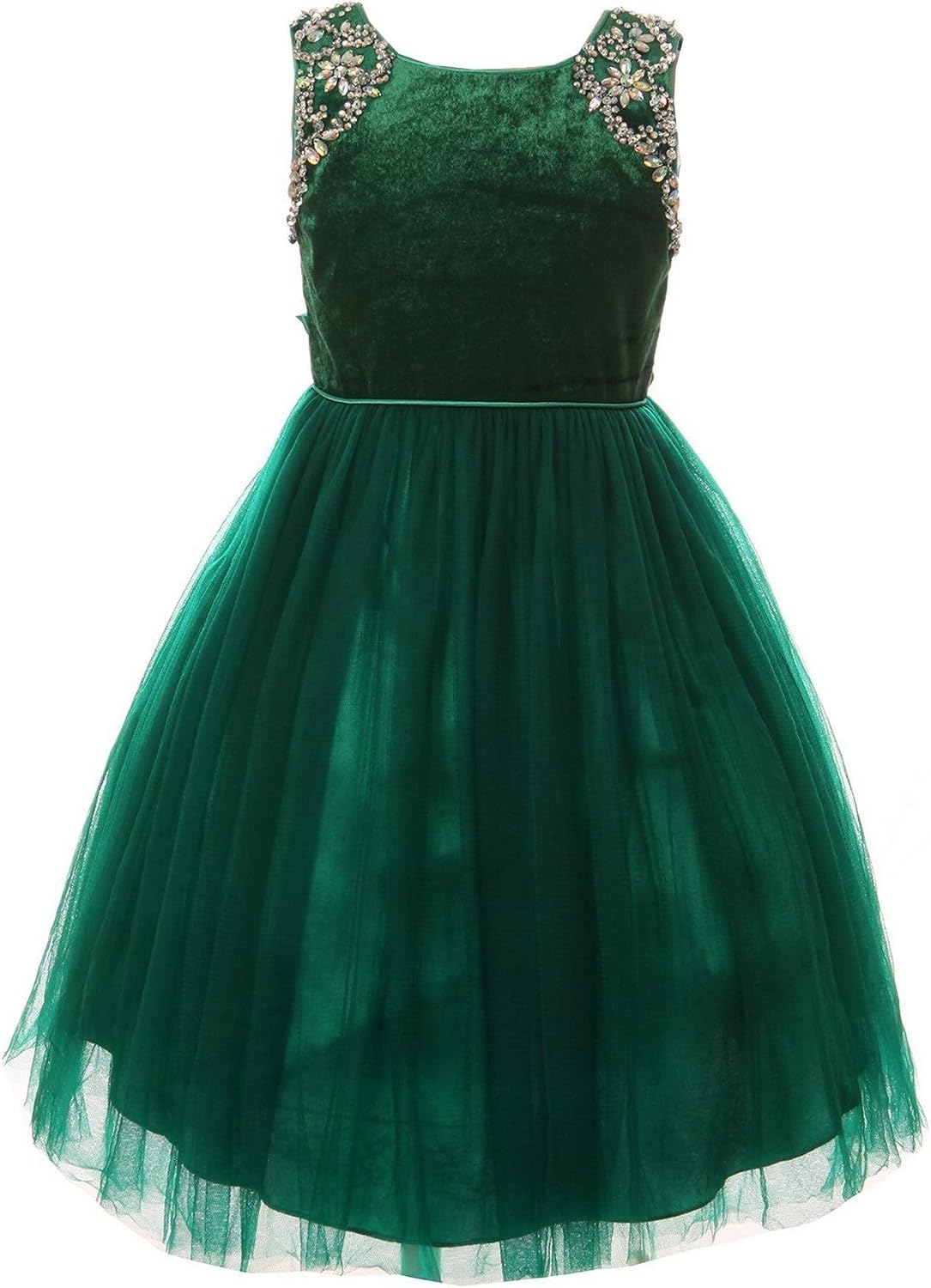 Luli & Me Girls Luxe Velvet Christmas Dress - Lace Collar - Ribbon Sash - Navy Blue main image 1