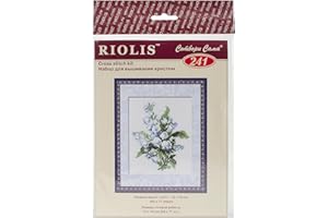RIOLIS - Lily of The Valley 241, Floral Cross Stitch Kits 5,12" x6,3, Cross Stitch Kits for Beginners & Advanced, Crossstitching Kits Adult, Counted Stitching Kits, Flowers Embroidery Kit