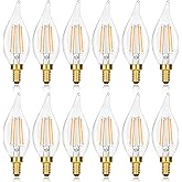 GoBright E12 LED Candelabra Bulbs 60 watt Equivalent, 2700K Soft Warm White Dimmable Chandelier Light Bulbs, 6W 630LM Flame Tip Candle Light Bulbs for Ceiling Fan, Home Decor, 12-Pack