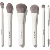 Morphe Along for the Glide 6 Piece Makeup Brush Set - Travel Makeup Brushes for Face and Eyes with Silicone Bag - Professional Make Up Tools for Foundation, Blush, Eyeshadow, Brow (6 ct)