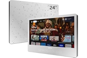 Sylvox Bathroom TV, 24 inch Smart Mirror TV for Bathroom Shower SPA, Newest Google System, 1080P IP65 Waterproof Touch Button