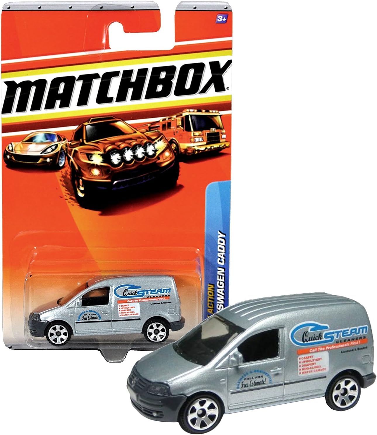 Matchbox Year 2009 City Action Series 1:64 Scale Die Cast Metal Car #65 - Silver Color Quick Steam Cleaners VOLKSWAGEN CADDY R4981