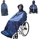 Fonakei Wheelchair Poncho adult - Waterproof Rain Poncho for Men, Extra Long with Elastic Band Edge, Ideal for Wheelchair, Navy Color, Perfect Rain Cover & Scooter Cover
