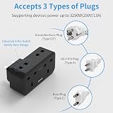 Mscien Double Plug Adaptor with 3 USB 13A UK Multiplug Extender Black view 5