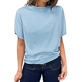 Saodimallsu Women's Short Sleeve Crew Neck Knit Pullover Sweater