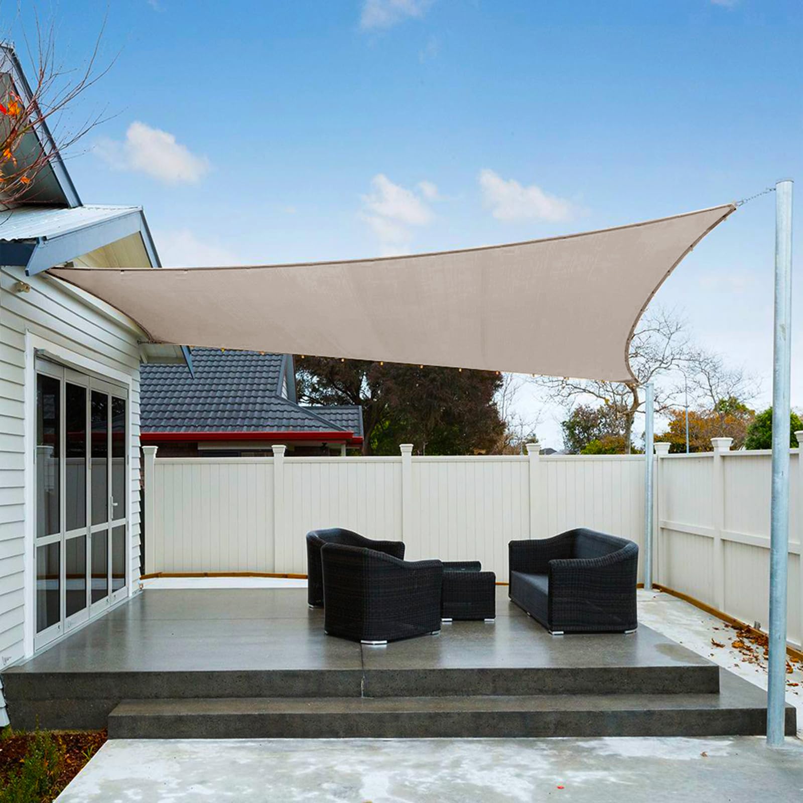 AXT SHADE Sun Shade Sail Waterproof 2.5x3.5m Rectangle UV Block Canopy Awning for Patio Outdoor Garden Backyard -Taupe
