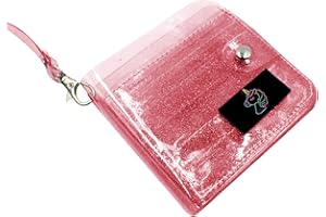ORITYLE Women Girls Jelly Bifold Wallet Purse Coin Pouch Clear ID Card Holder Case with Detachable Neck Lanyard Strap for Photocards