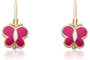 Little Miss Twin Stars Kids Earrings -14k Gold Plated Enamel Butterfly Earrings - Hypoallergenic and Nickel Free For Sensitive Ears