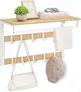 VASAGLE Wall-Mounted Coat Rack with Shelf and 10 Removable Hooks