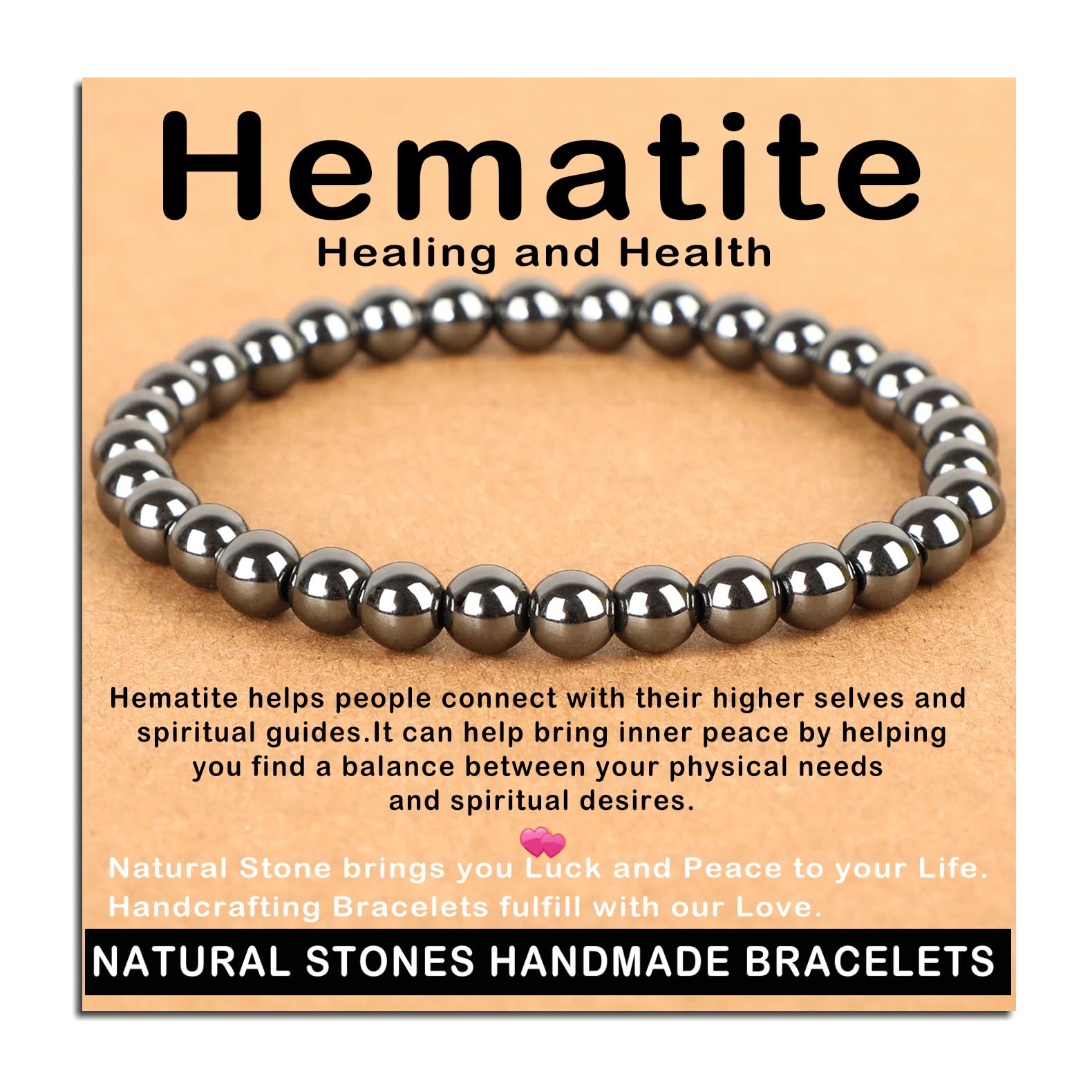 AD Beads Handmade Gemstone Stretch Elastic Bracelet