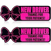 2pcs New Driver Magnet for Car, Cute Candy Bow Reflective Rookie Driver Stickers for Car Vehicle Bumper Novice Thanks for Your Patience Removable Magnetic Student Driver Signs Car Decal Accessories