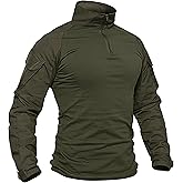 TACVASEN Men's Tactical Shirt Long Sleeve Combat Shirt 1/4 Zip with Pockets Military Army Paintball Airsoft Breathable