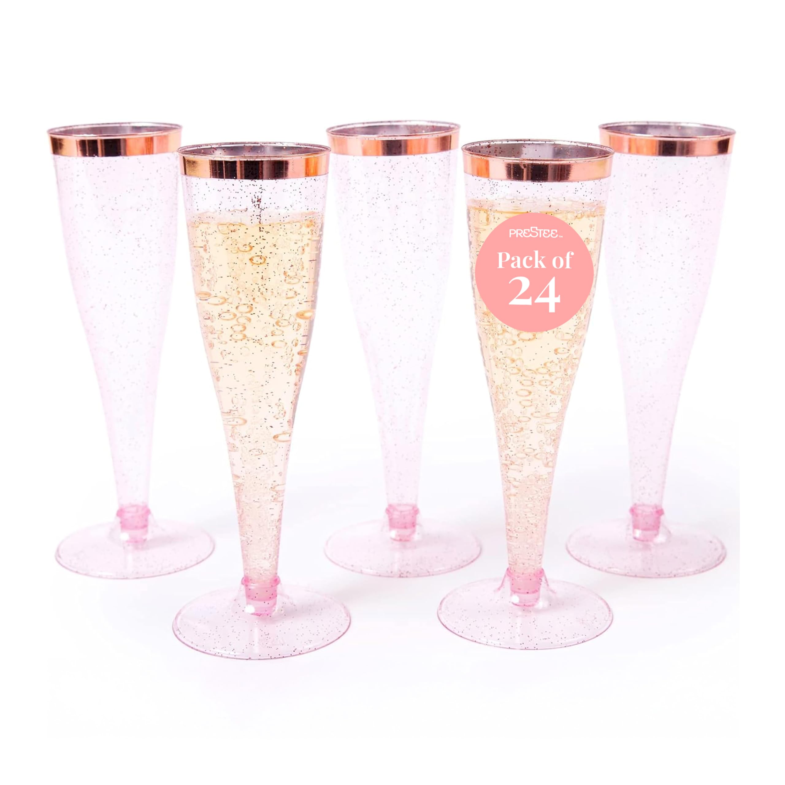 Prestee Set of 24 Plastic Champagne Flutes