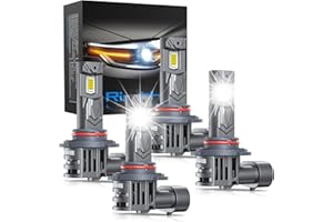 rimthin 9005 9006 Bulbs Combo, 800% Brighter High Low Beam Bulbs, Real 1:1 Mini Size with Cooling Fan, Pack of 4