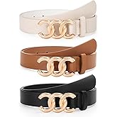TRIWORKS 3 Pack Women's Belts for Jeans Pants Fashion Waist Belts for Ladies Leather Belts