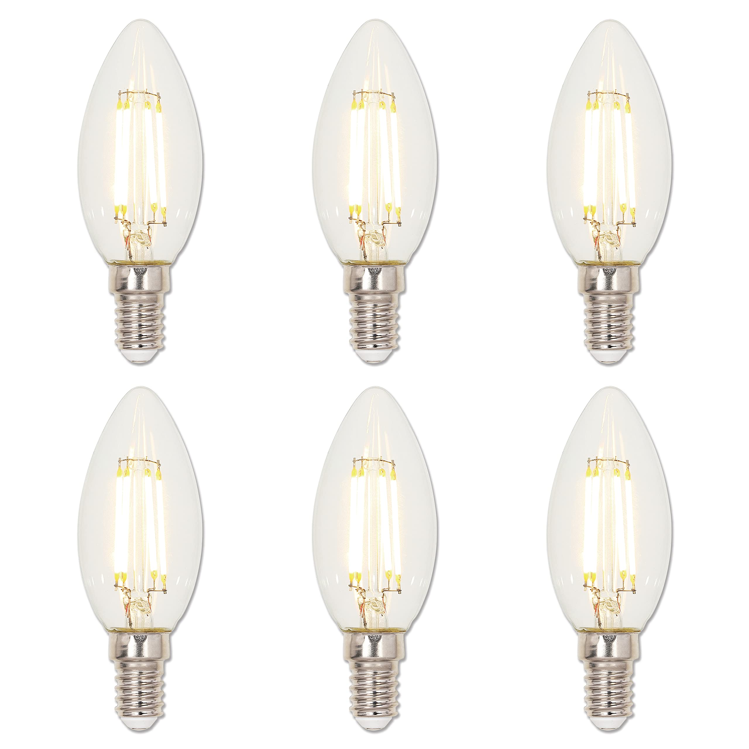 Westinghouse Lighting 5712920 4,2 Watt (40 Watt Equivalent) C35 Dimmable Clear Filament LED Light Bulb, E14 Base, 6 Pack