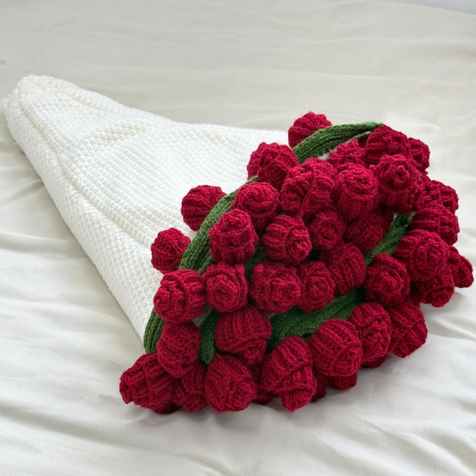 Photo 1 of SoffMoiis Crochet Flowers Bouquet Blanket, Handmade Rose Blanket, 40 Inch Round Floral Soft and Lightweight Romantic Gifts for Birthday, Wedding, Home Decor, Bed, Sofa-Finished Product