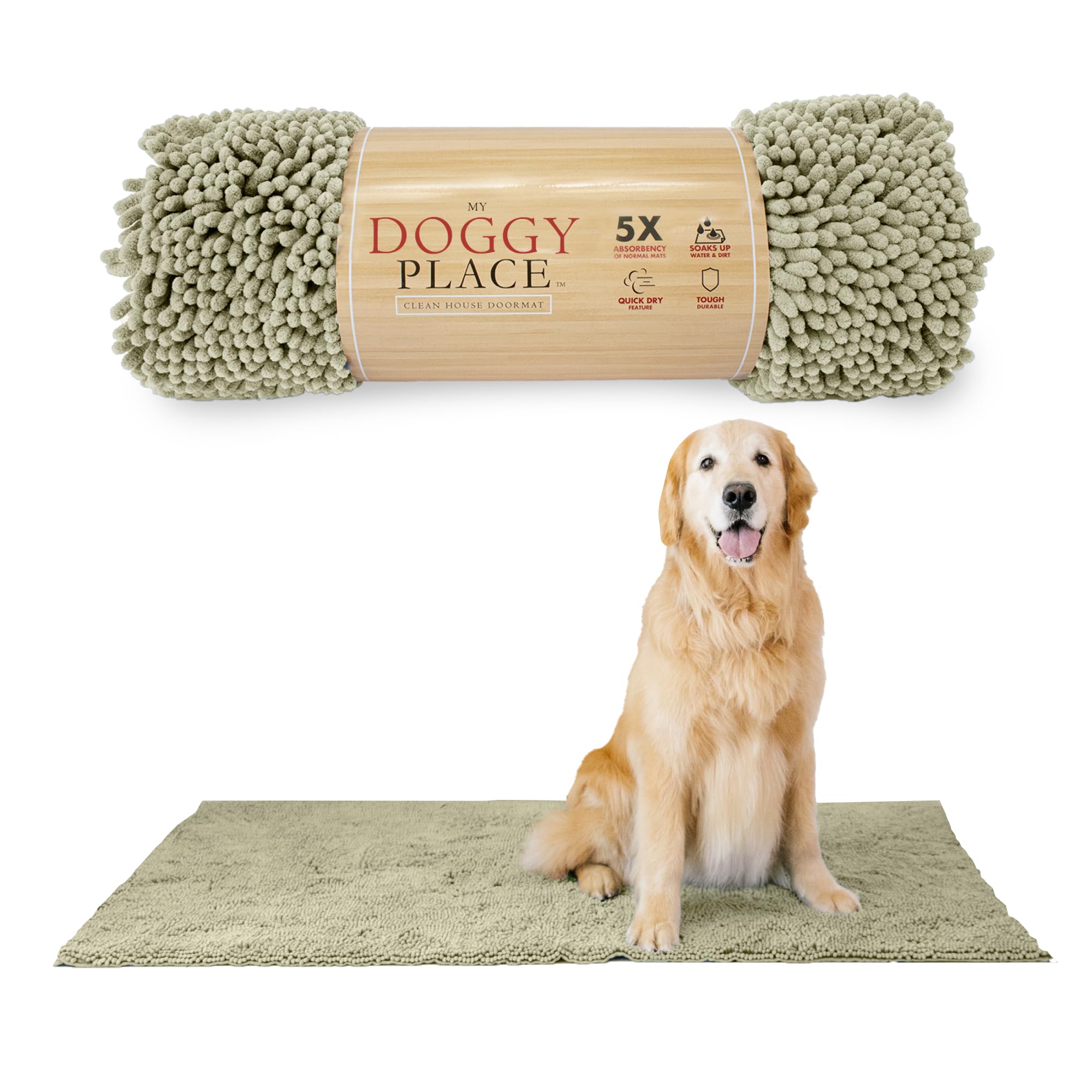 My Doggy Place Dog Mud Mat, 60" x 36" Oatmeal – Thick Microfiber Entry Rug for Snow, Mud & Salt – Absorbent, Quick-Dry, Washer-Safe & Non-Slip, X-Large Image