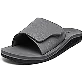proutdor Men's Wide Slide Ergonomic Sandals Fully Adjustable Strap & Comfort Fit Orthotic Arch Support Athletic Sandals with Soft Cushion Footbed