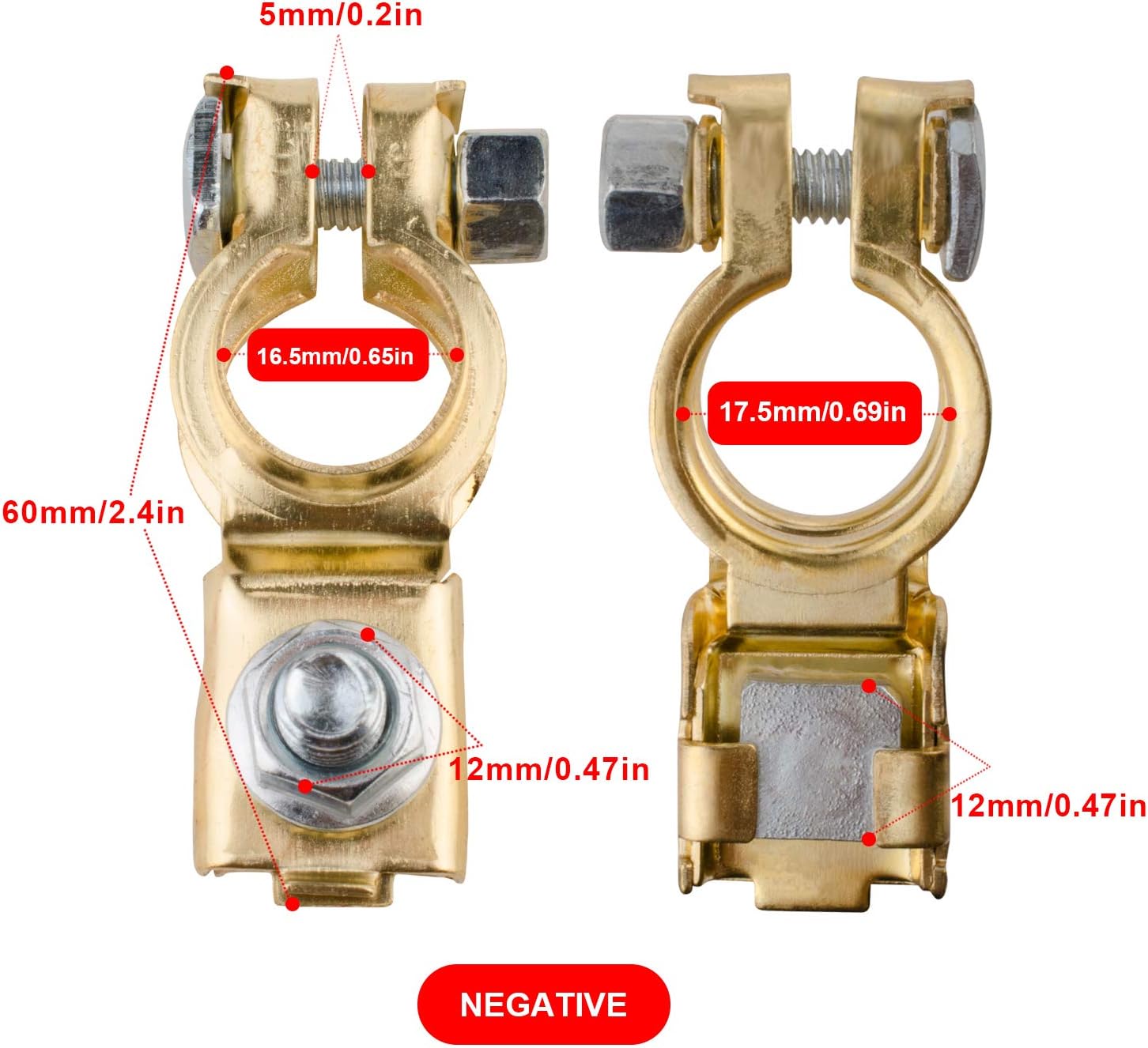 Lifede Battery Terminals,Car Battery Cable Terminal Clamps Connectors,Negative and Positive,Copper,Plastice Cover,Good Contact,Corrosion Resistance,1 Pair, Applicated in Car,Van and More.: Car Electronics