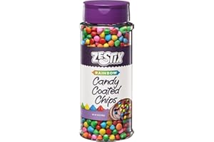 ZESTIX Rainbow Candy Coated Chips – 10oz (283g) Resealable Bottle – Colorful Candy-Shell Chocolate Chips for Baking, Decorating, Cookies, Cupcakes, Toppings & Party Treats