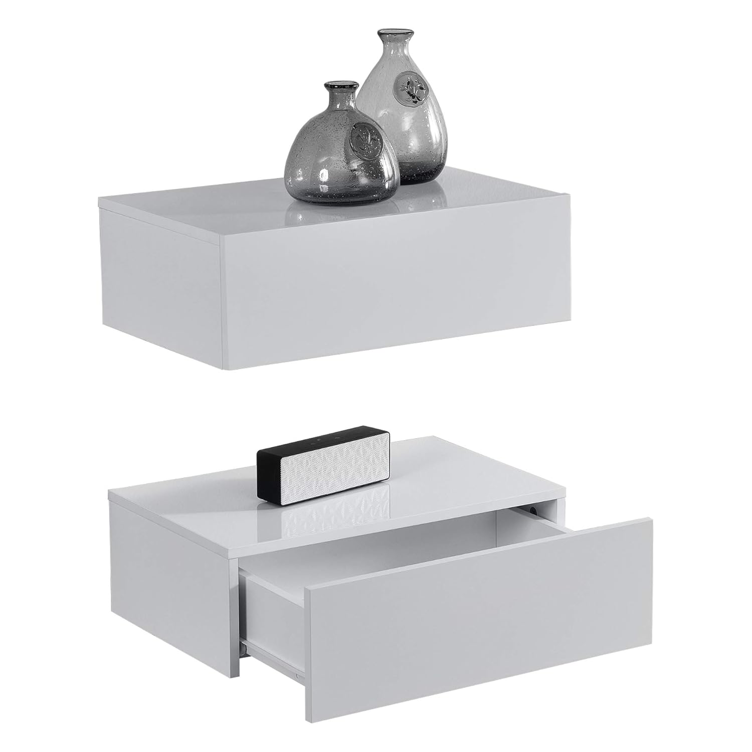 En Casa Wall Mounted Shelf Floating Drawer Storage Box 2 Drawers