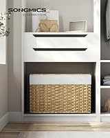 SONGMICS 105L Laundry Basket with Lid Rattan Storage Foldable Removable Liner view 2