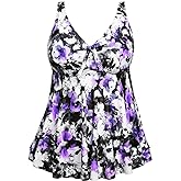Plus Size Tankini Tops for Women Only - Flowy Bathing Suits Tops Modest Swimsuit No Bottom