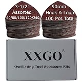 104-Piece Oscillating Multi-Tool Sanding Kit – 2 Triangle + 2 Finger Pads, 100 Sandpaper Sheets (60-240 Grit) For Wood, Metal & Plaster