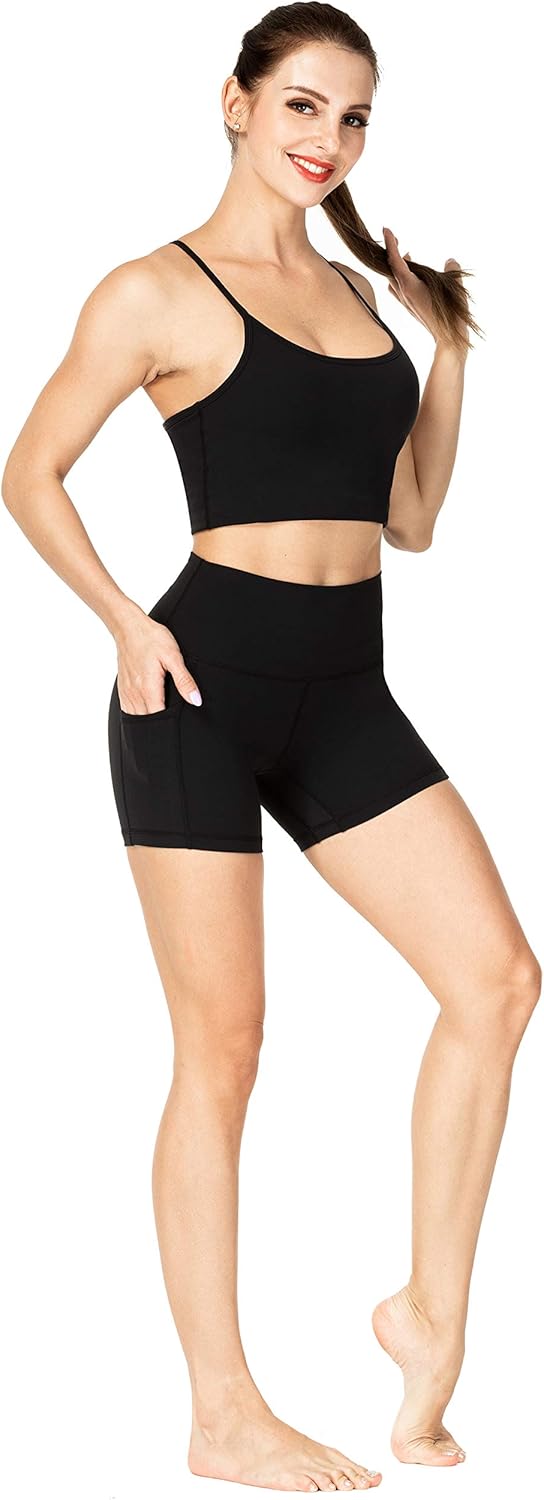 Sunzel 8" / 5" Biker Shorts for Women with Pockets, High Waisted Yoga Workout Shorts: Clothing