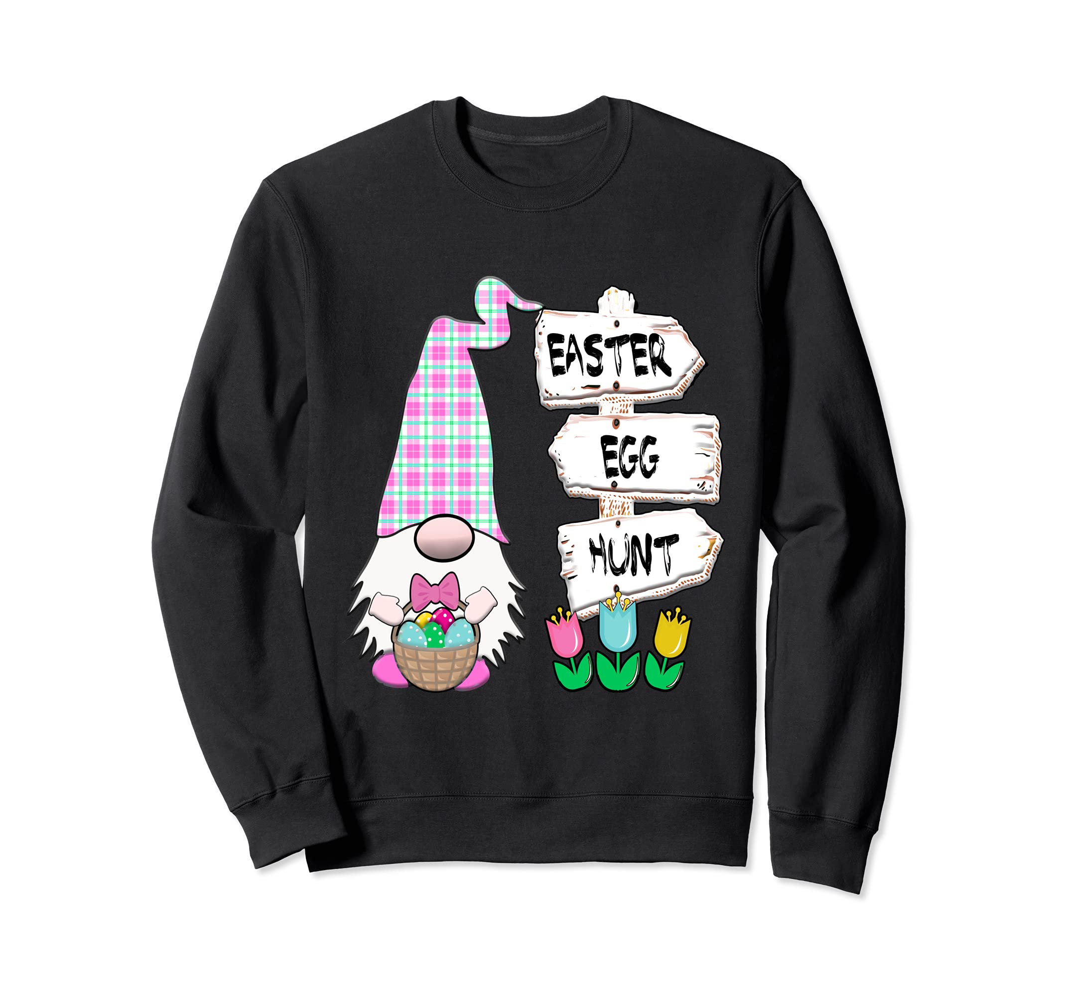 Easter Gnome Egg Hunt Pastel Spring Easter Egg Plaid Hat Sweatshirt