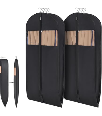 Space Saving Hanging Garment Bag – 3 Pezzi Con Cerniera | Copriabiti Salvaspazio Per Cappotti Invernali, Rosa, Taglie S/M/L - 4