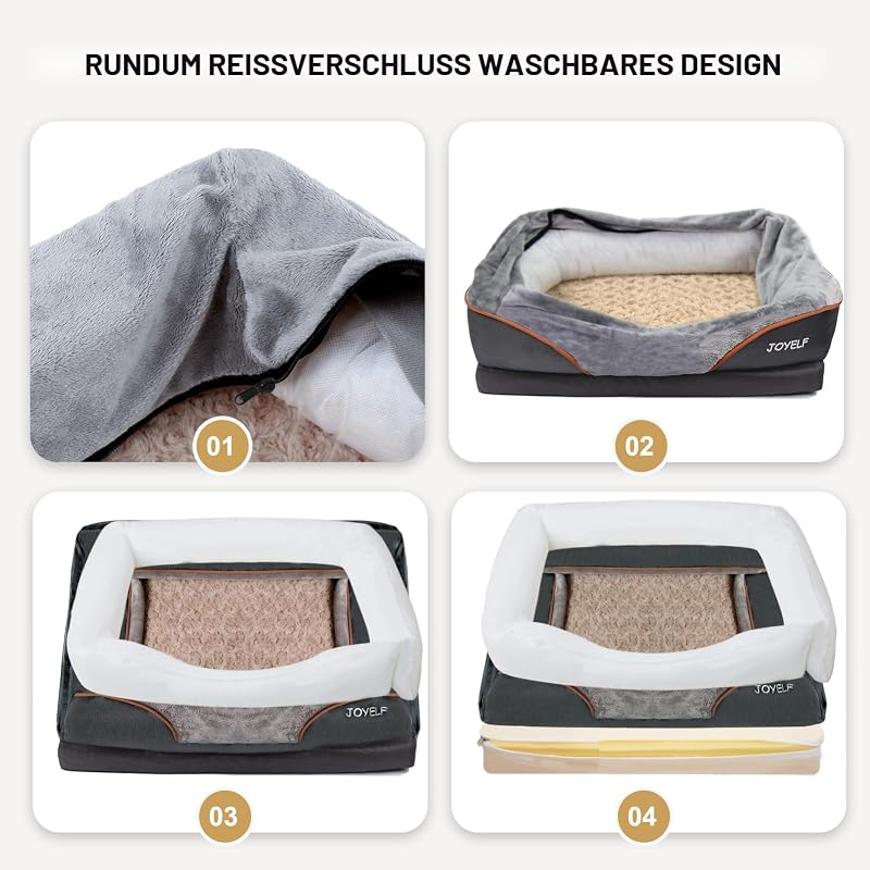 Großes Hundebett Memory Foam orthopädisches Hundebett & Hundesofa mit abnehmbarem waschbarem Bezug und Quietschspielzeug als Geschenk